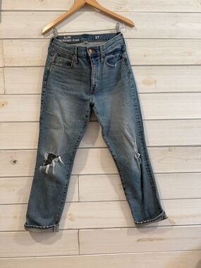 J. Crew Distressed Boyfriend Jeans in Medium Blue